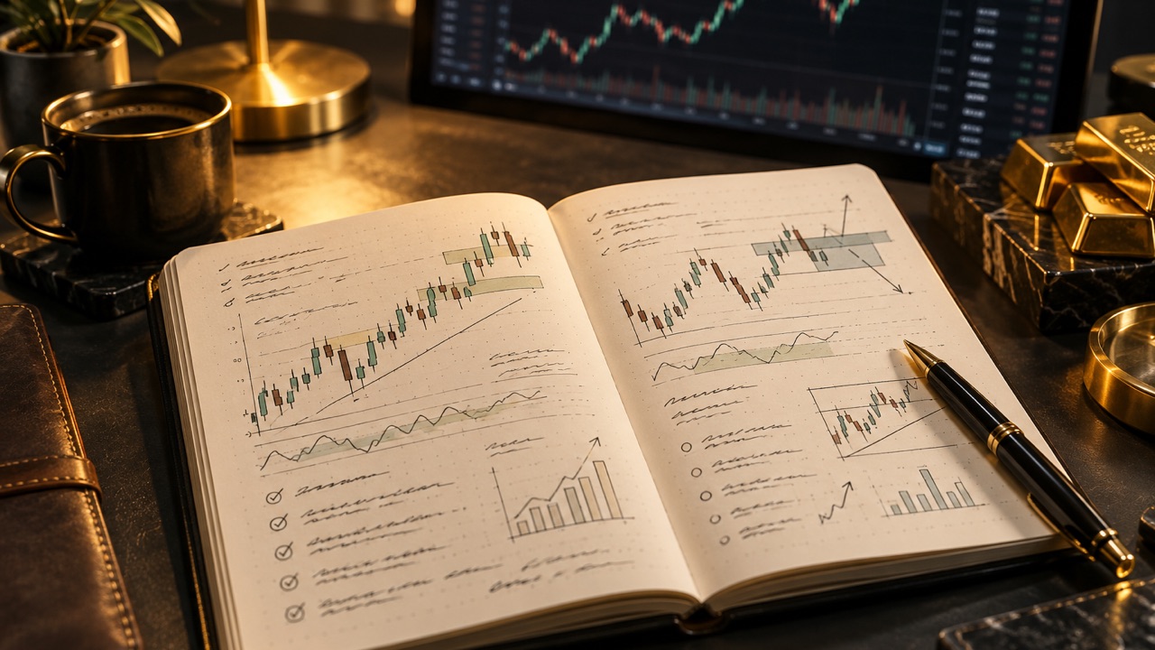 Editorial journal illustrating recorded inputs for XAUUSD position sizing